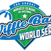 Miracle league wiffle ball world series logo.