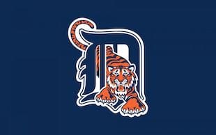 The detroit tigers logo on a blue background.