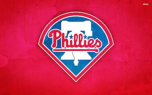 The philadelphia phillies logo on a red background.