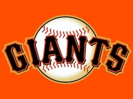 The san francisco giants logo on an orange background.