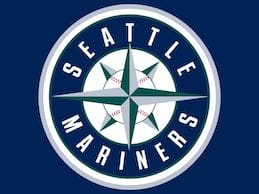 The seattle mariners logo on a blue background.
