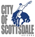 The city of scottsdale logo with a cowboy riding a horse.