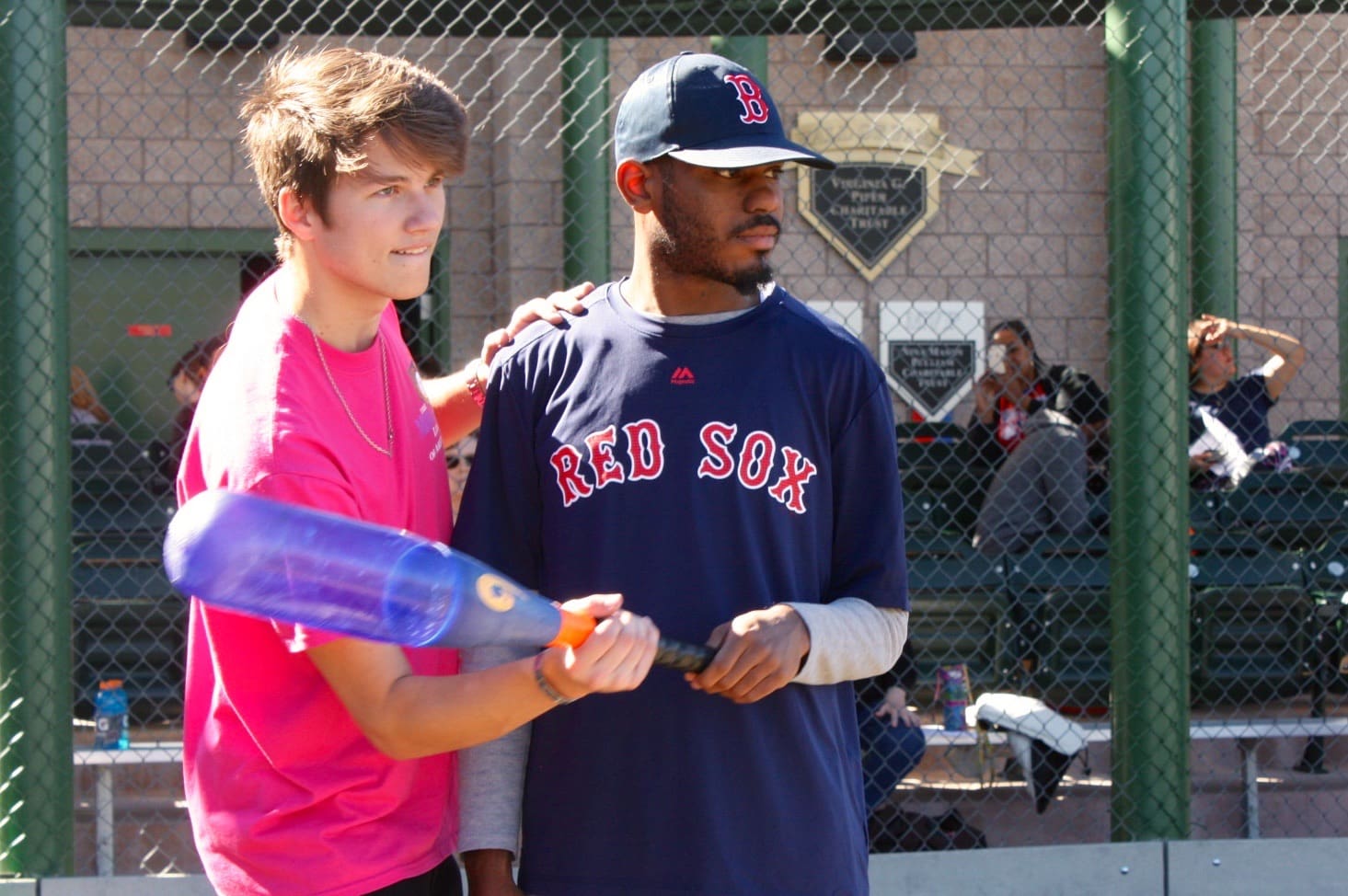 A man holding a bat.