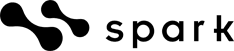 The spark logo on a green background.