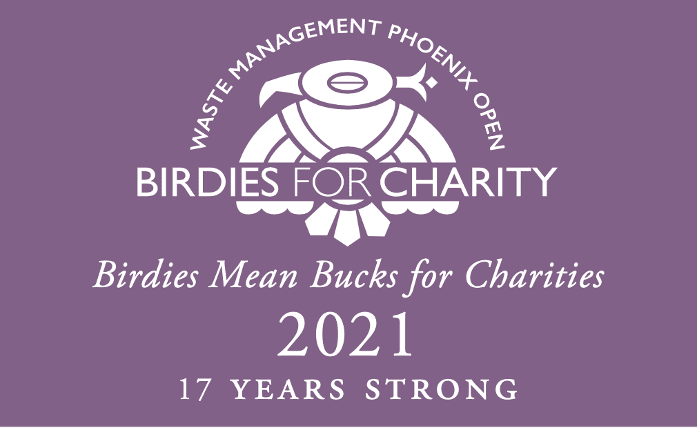 A purple background with the words " birdies for charity 2 0 2 1 " in front of it.